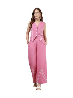Rose Pink Sleeve Less Waist Coat
