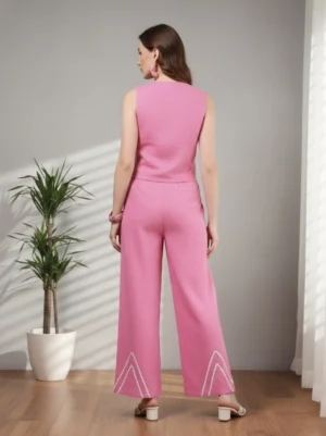 Rose Pink Sleeve Less Waist Coat